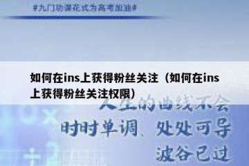 如何在ins上获得粉丝关注（如何在ins上获得粉丝关注权限）
