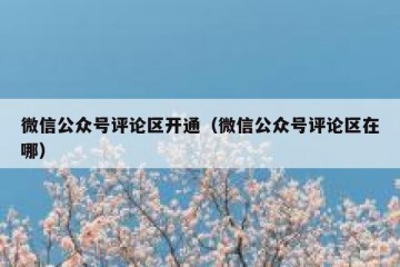微信公众号评论区开通（微信公众号评论区在哪）