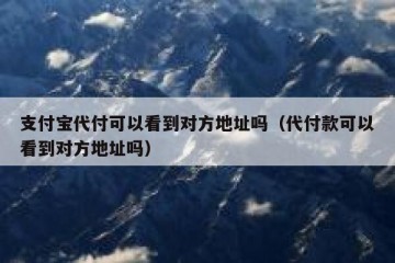 支付宝代付可以看到对方地址吗（代付款可以看到对方地址吗）