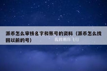 派币怎么审核名字和账号的资料（派币怎么找回以前的号）
