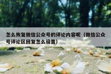 怎么恢复微信公众号的评论内容呢（微信公众号评论区回复怎么设置）