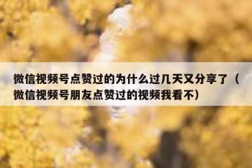 微信视频号点赞过的为什么过几天又分享了（微信视频号朋友点赞过的视频我看不）