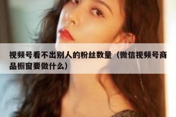 视频号看不出别人的粉丝数量（微信视频号商品橱窗要做什么）