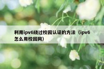 利用ipv6绕过校园认证的方法（ipv6怎么用校园网）
