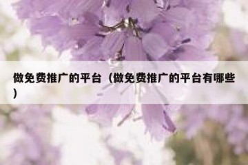 做免费推广的平台（做免费推广的平台有哪些）