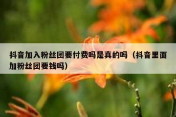 抖音加入粉丝团要付费吗是真的吗（抖音里面加粉丝团要钱吗）