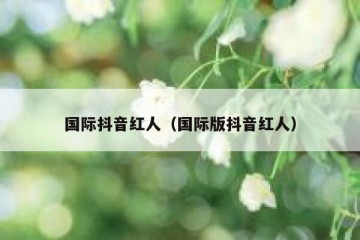 国际抖音红人（国际版抖音红人）