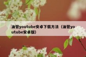 油管youtube安卓下载方法（油管youtube安卓版）