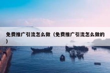 免费推广引流怎么做（免费推广引流怎么做的）
