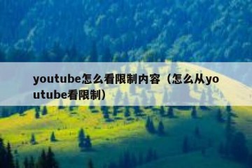 youtube怎么看限制内容（怎么从youtube看限制）