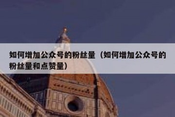如何增加公众号的粉丝量（如何增加公众号的粉丝量和点赞量）