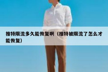 推特限流多久能恢复啊（推特被限流了怎么才能恢复）