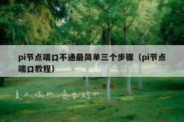 pi节点端口不通最简单三个步骤（pi节点端口教程）