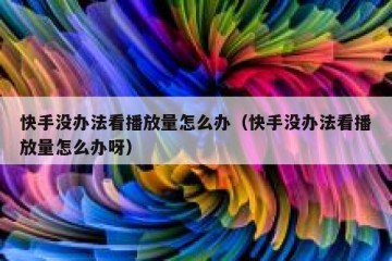 快手没办法看播放量怎么办（快手没办法看播放量怎么办呀）