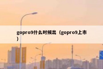gopro9什么时候出（gopro9上市）