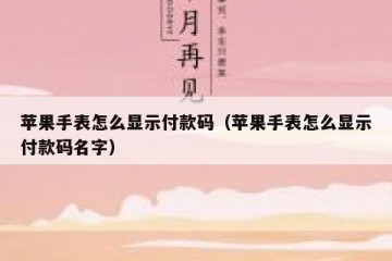 苹果手表怎么显示付款码（苹果手表怎么显示付款码名字）