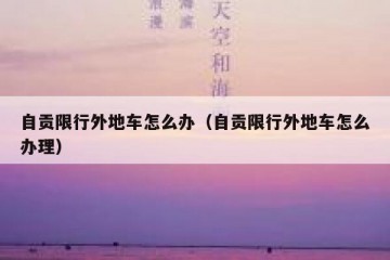 自贡限行外地车怎么办（自贡限行外地车怎么办理）