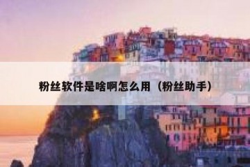 粉丝软件是啥啊怎么用（粉丝助手）