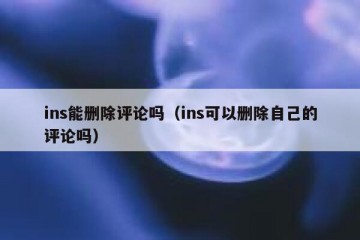 ins能删除评论吗（ins可以删除自己的评论吗）