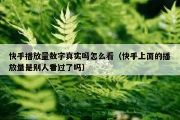 快手播放量数字真实吗怎么看（快手上面的播放量是别人看过了吗）