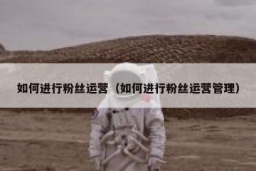 如何进行粉丝运营（如何进行粉丝运营管理）