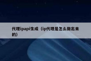 代理ipapi生成(ip代理是怎么做出来的)
