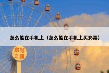 怎么能在手机上（怎么能在手机上买彩票）