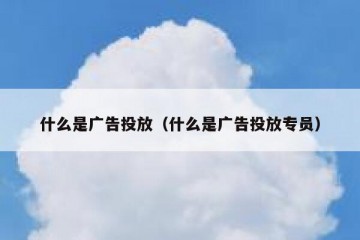 什么是广告投放（什么是广告投放专员）