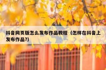 抖音网页版怎么发布作品教程（怎样在抖音上发布作品?）