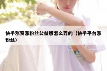 快手涨赞涨粉丝公益版怎么弄的（快手平台涨粉丝）