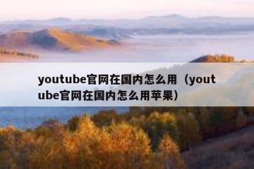 youtube官网在国内怎么用（youtube官网在国内怎么用苹果）