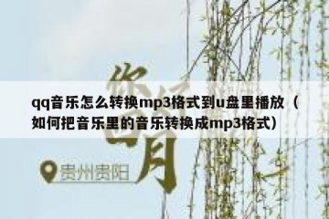 qq音乐怎么转换mp3格式到u盘里播放（如何把音乐里的音乐转换成mp3格式）