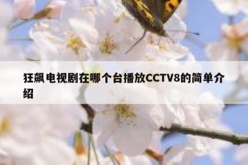 狂飙电视剧在哪个台播放CCTV8的简单介绍