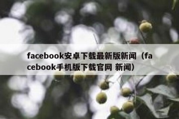 facebook安卓下载最新版新闻（facebook手机版下载官网 新闻）