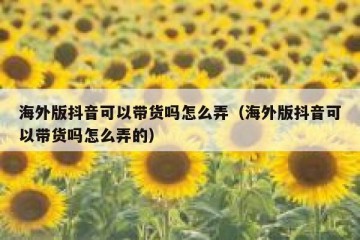 海外版抖音可以带货吗怎么弄（海外版抖音可以带货吗怎么弄的）