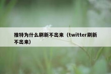 推特为什么刷新不出来（twitter刷新不出来）