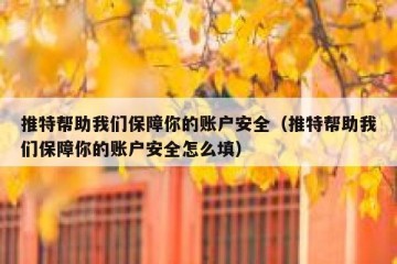 推特帮助我们保障你的账户安全（推特帮助我们保障你的账户安全怎么填）