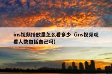 ins视频播放量怎么看多少（ins视频观看人数包括自己吗）