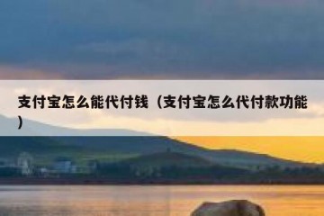 支付宝怎么能代付钱（支付宝怎么代付款功能）
