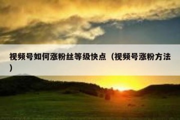 视频号如何涨粉丝等级快点（视频号涨粉方法）