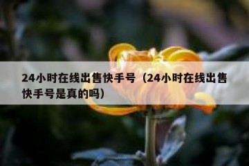 24小时在线出售快手号（24小时在线出售快手号是真的吗）