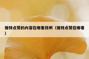 推特点赞的内容在哪里找啊（推特点赞在哪看）
