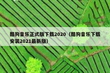 酷狗音乐正式版下载2020（酷狗音乐下载安装2021最新版）