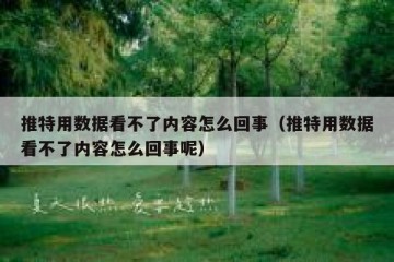 推特用数据看不了内容怎么回事（推特用数据看不了内容怎么回事呢）