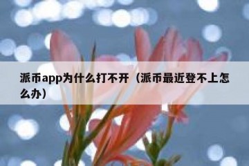派币app为什么打不开（派币最近登不上怎么办）