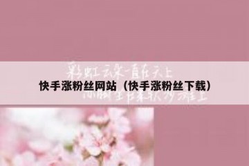快手涨粉丝网站（快手涨粉丝下载）