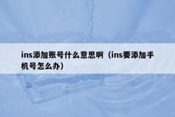 ins添加账号什么意思啊（ins要添加手机号怎么办）