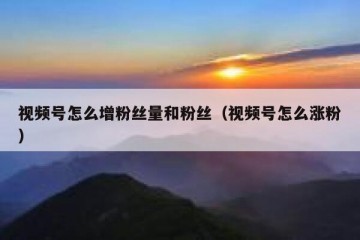 视频号怎么增粉丝量和粉丝（视频号怎么涨粉）
