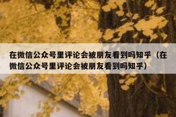 在微信公众号里评论会被朋友看到吗知乎（在微信公众号里评论会被朋友看到吗知乎）