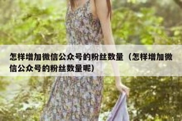 怎样增加微信公众号的粉丝数量（怎样增加微信公众号的粉丝数量呢）